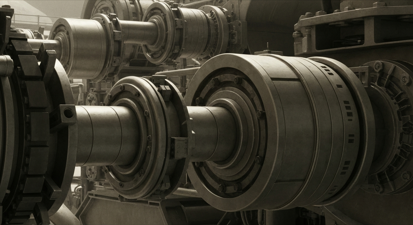 A close-up image of complex, industrial aerospace machinery and components, conveying the physical scale and technical sophistication behind Intuitive Machines' lunar exploration technology without using any text or branding.