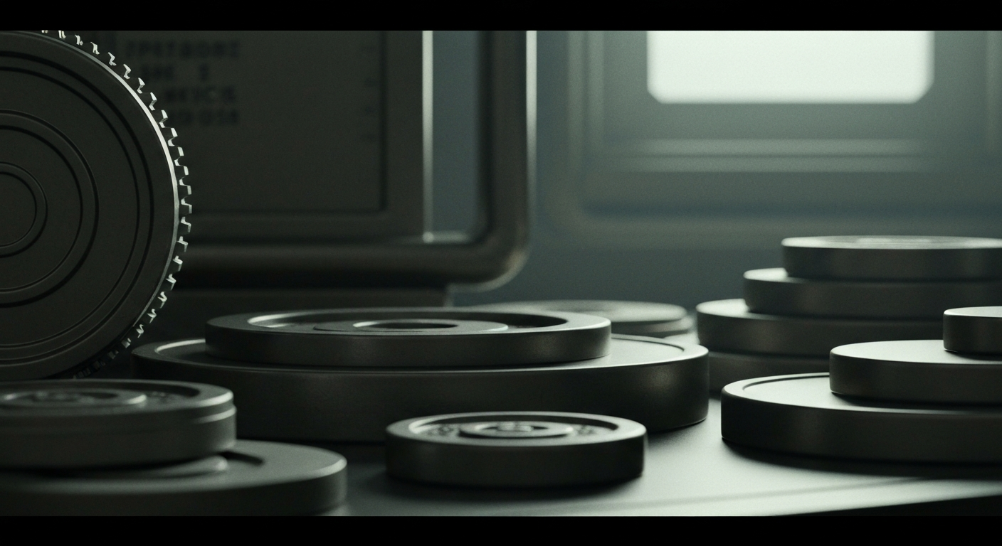 An extreme close-up of various industrial banking components and mechanisms, conveying the intricate financial infrastructure supporting ADMA Biologics' business.