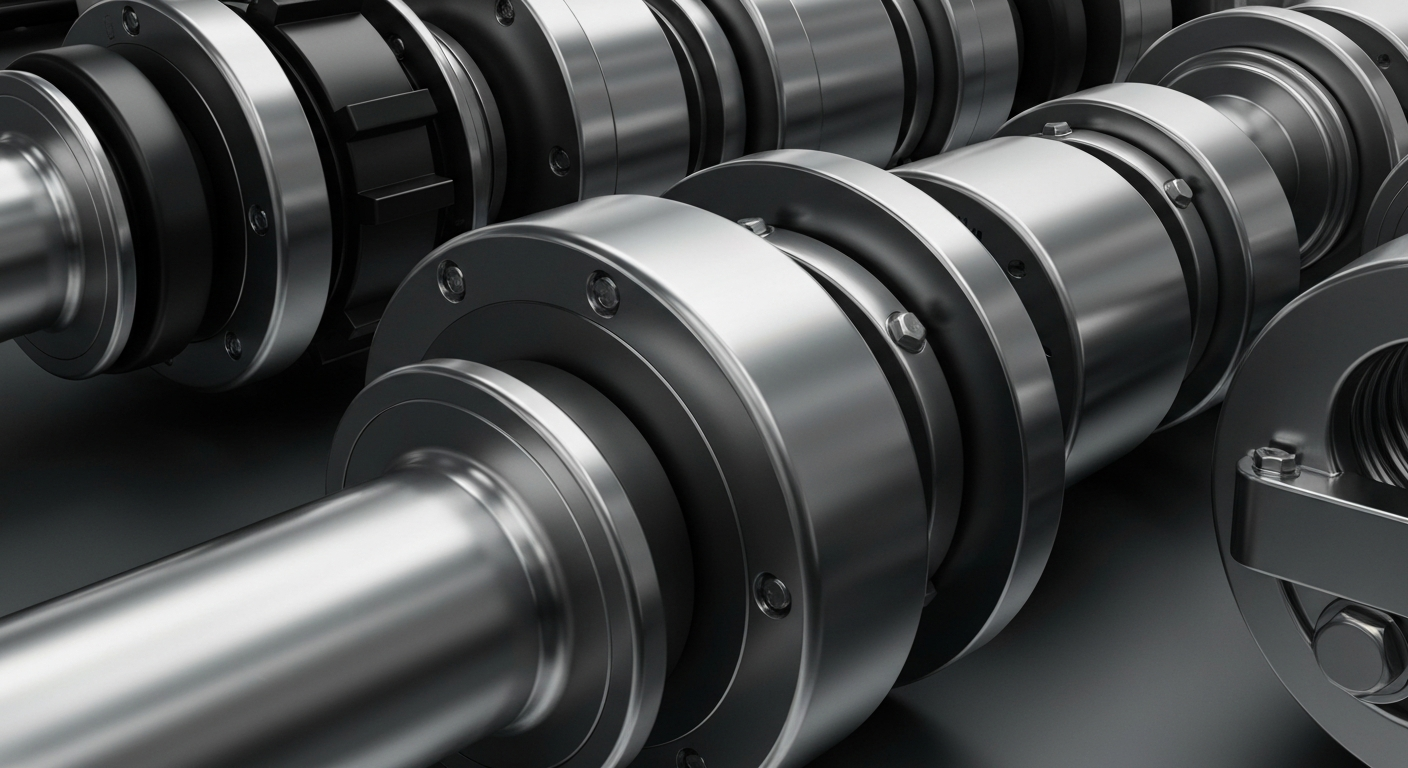 An extreme close-up of gleaming, heavy industrial metal components and machinery, conveying the secure, physical assets and financial infrastructure of the metals industry.