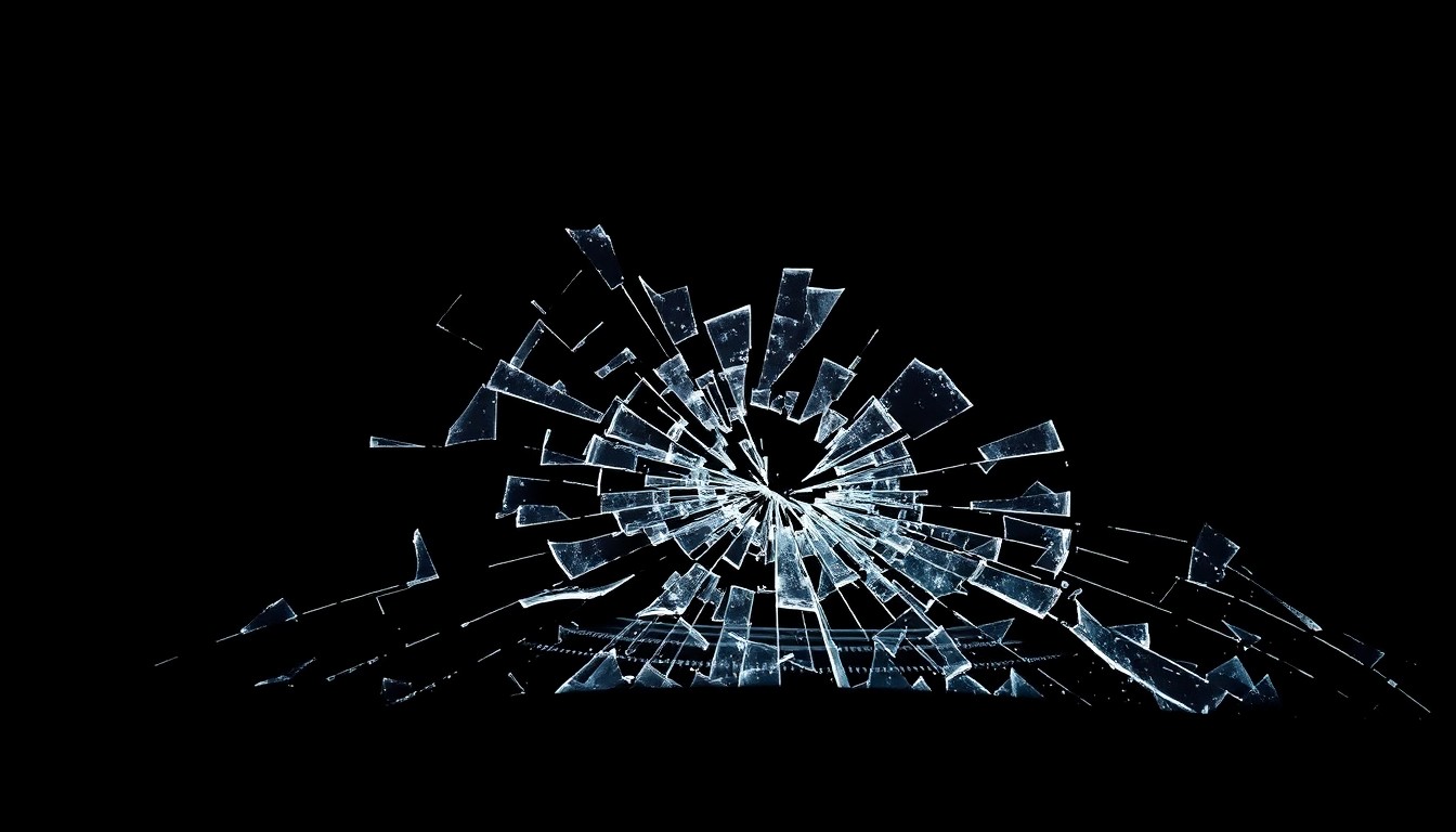 An extreme close-up photograph of a shattered car windshield, the fractured glass conceptually representing the aftermath of a fatal crash caused by a drugged driver.