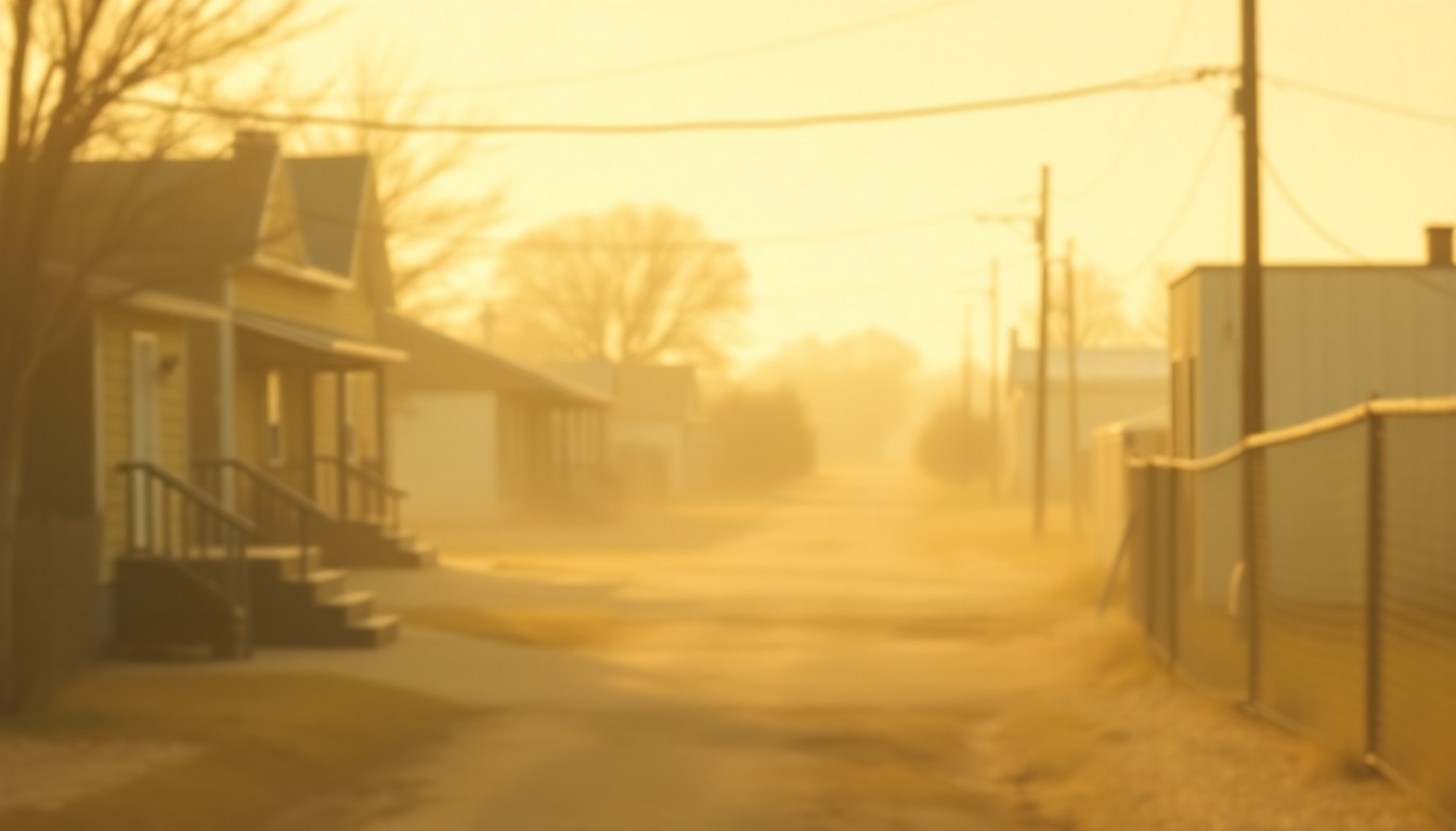 An extremely abstracted, out-of-focus photograph in soft pools of warm color and light, depicting a hazy, contemplative scene related to a funeral service in a small town.