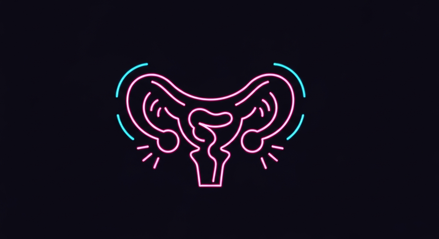 An abstract, glowing neon outline of a male reproductive organ against a dark background, conceptually illustrating the marketing claims around venous leakage and male sexual health.