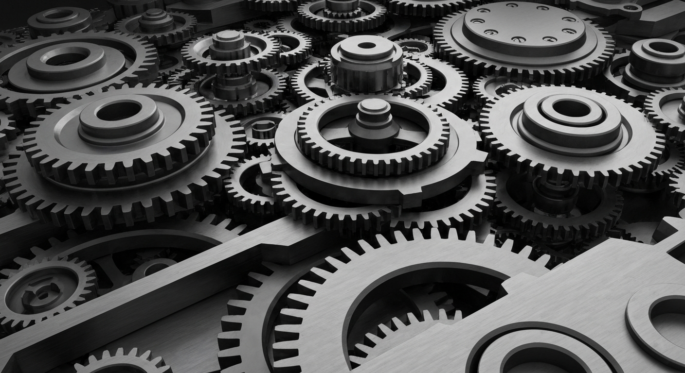 A highly detailed, cinematic macro photograph of the intricate mechanical components that make up Fair Isaac's financial technology systems, conveying a sense of the company's sophisticated analytics capabilities.