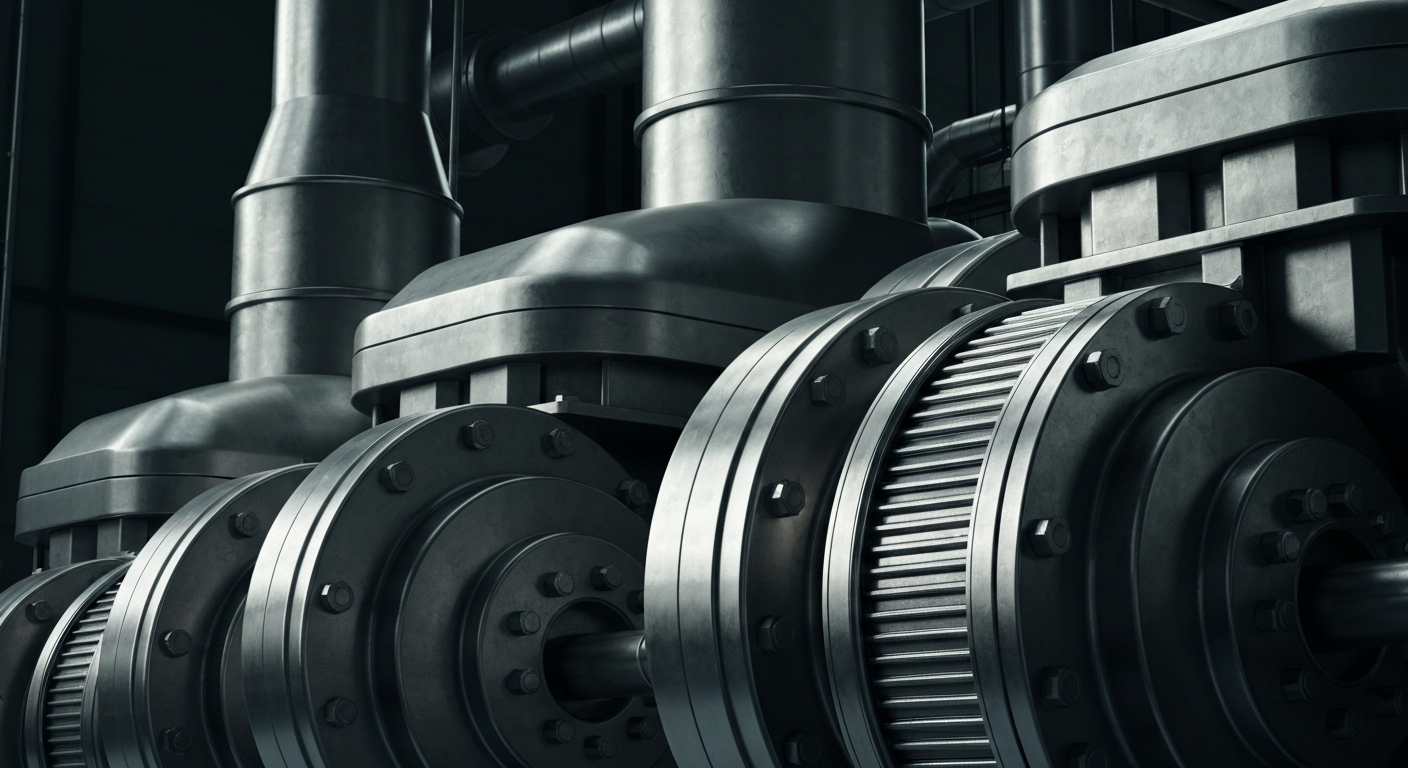 An extreme close-up of gleaming, intricate aluminum smelting machinery, conveying the industrial might and financial security of the metals industry.
