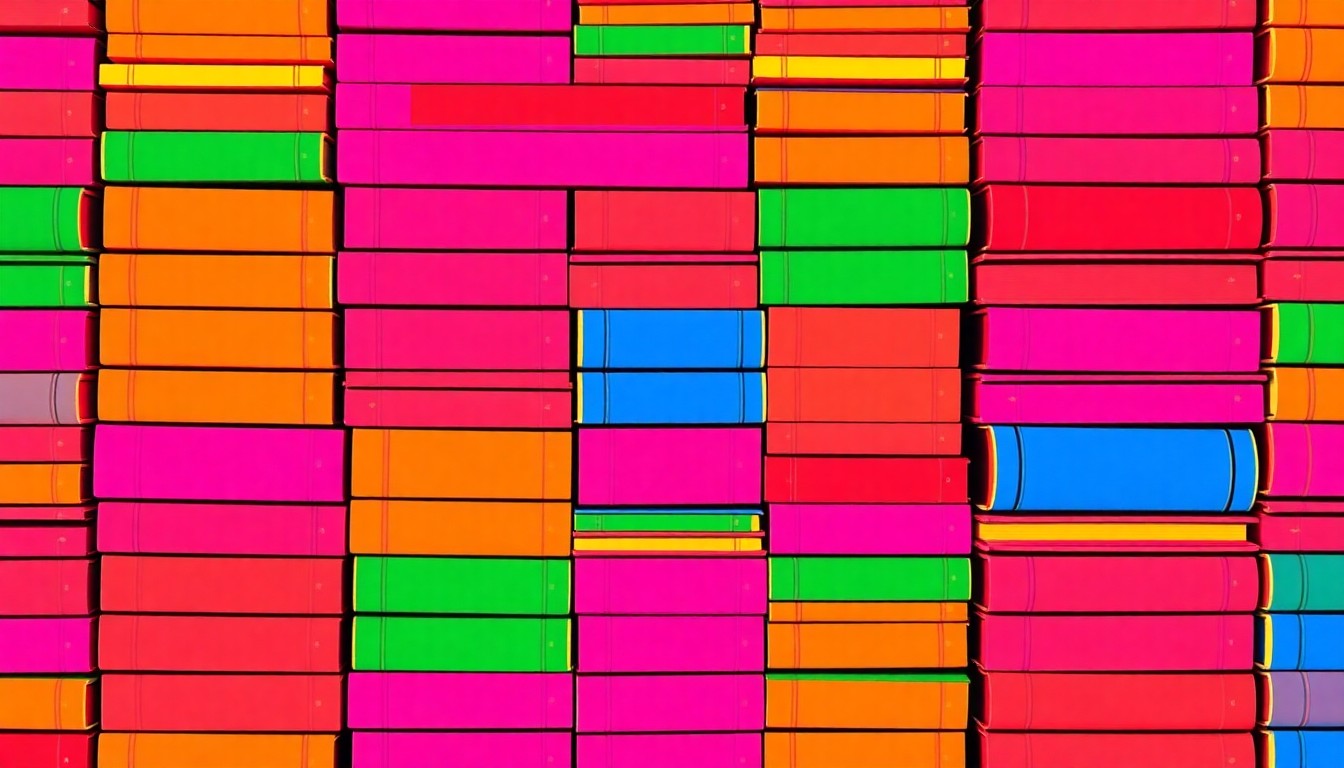A grid of stylized, brightly colored children's books in primary colors, representing the new emphasis on phonics-based reading instruction in Georgia schools.