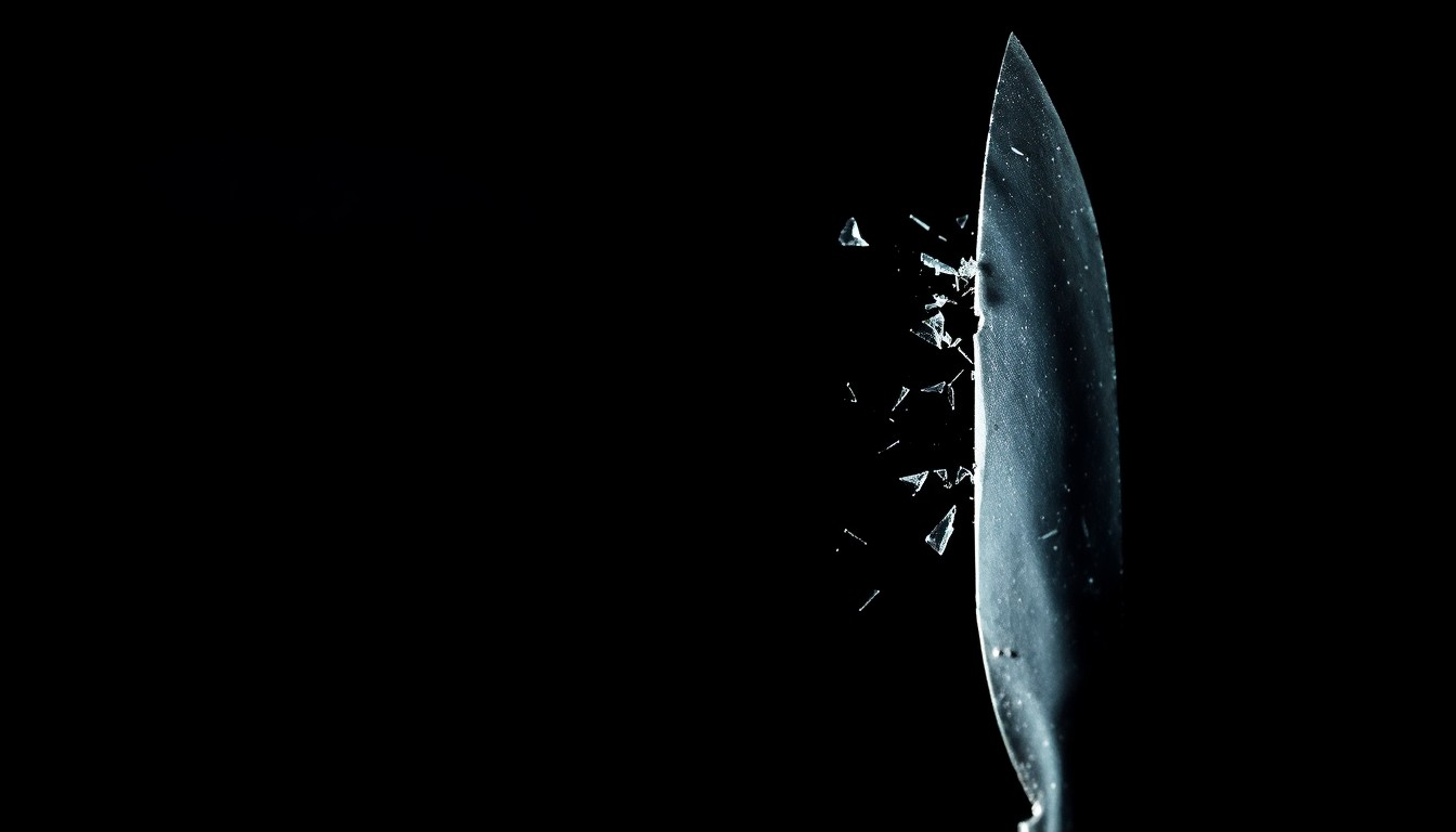 An extreme close-up photograph of a broken piece of glass or other crime scene evidence, dramatically lit by a harsh camera flash against a dark background, conveying the serious and investigative nature of this tragic incident.