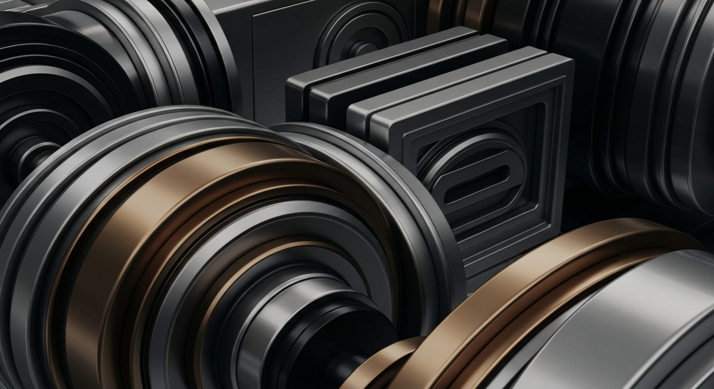 A highly detailed, cinematic close-up image of the inner workings of heavy banking machinery, conveying a sense of the complex financial systems and institutional power that shape the performance of technology stocks like IBM.