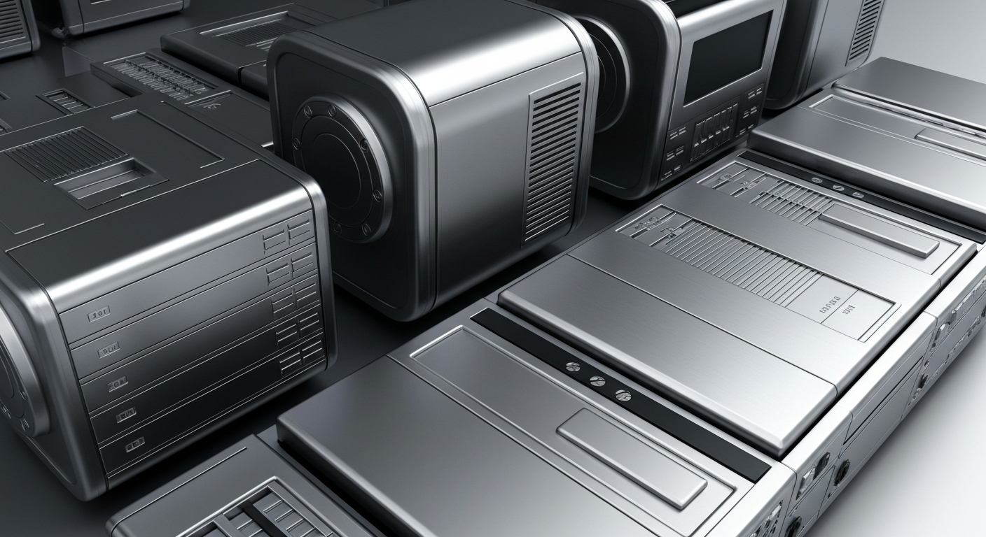 An extreme close-up of highly detailed, intricately engineered metal and silicon components, representing the complex machinery that underpins the modern financial industry.