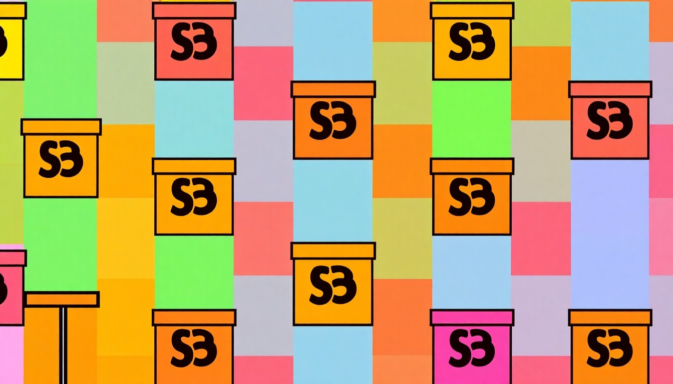 A highly stylized, abstract illustration featuring a repeated pattern of a simple bus stop icon in bold, neon-like colors, conceptually representing the city's efforts to modernize and simplify its transit wayfinding.