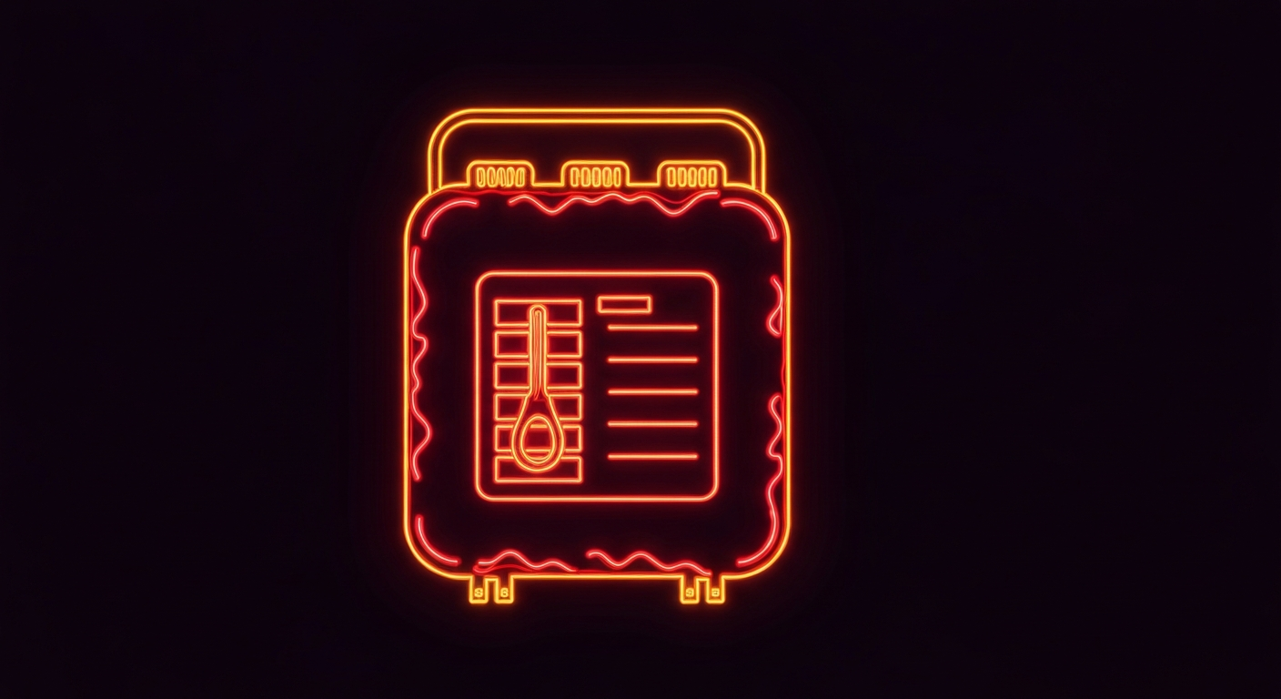 A glowing neon outline of a blood donation bag against a dark background, conveying the vital importance of blood drives through an electrified, minimalist design.