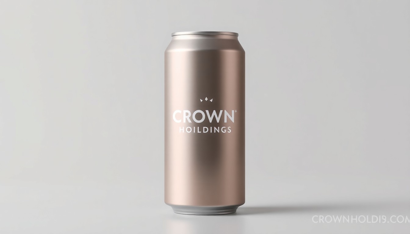 A minimalist, high-contrast studio photograph of a metallic beverage can, symbolizing Crown Holdings' focus on quality and innovation in the packaging industry.