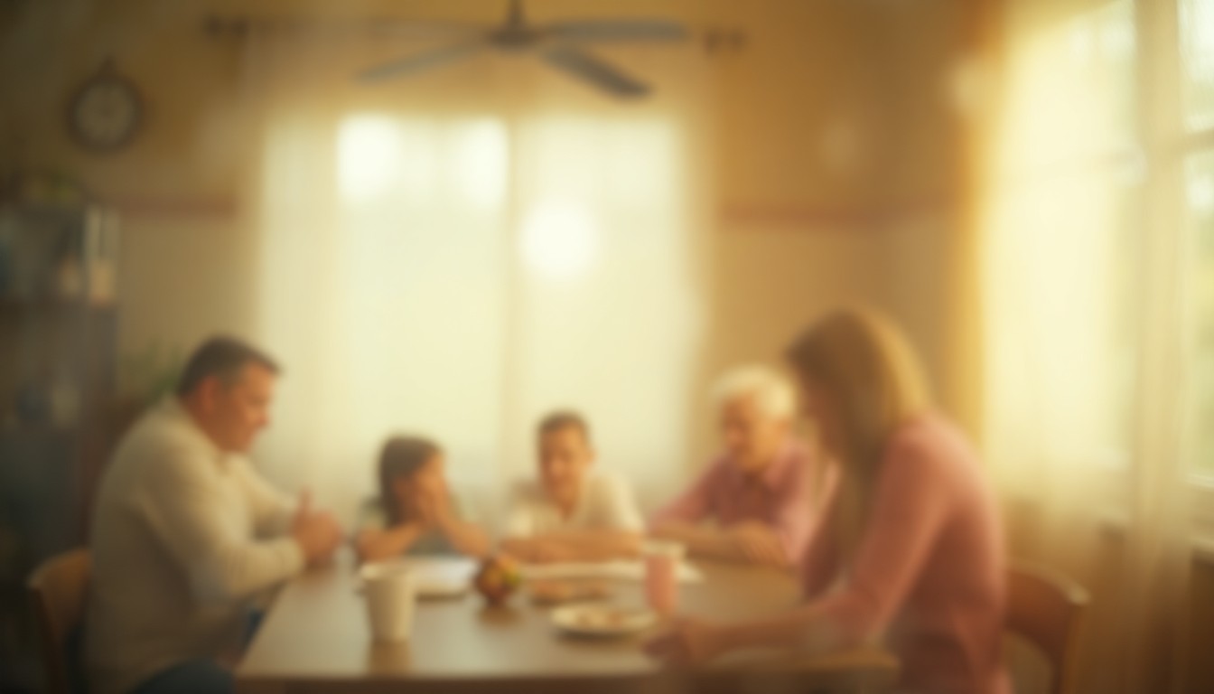 An abstract, out-of-focus photograph in warm, muted tones depicting a blurred, intimate family scene, conceptually representing the quiet, meaningful life of Thomas Walter Kolenski, Jr.