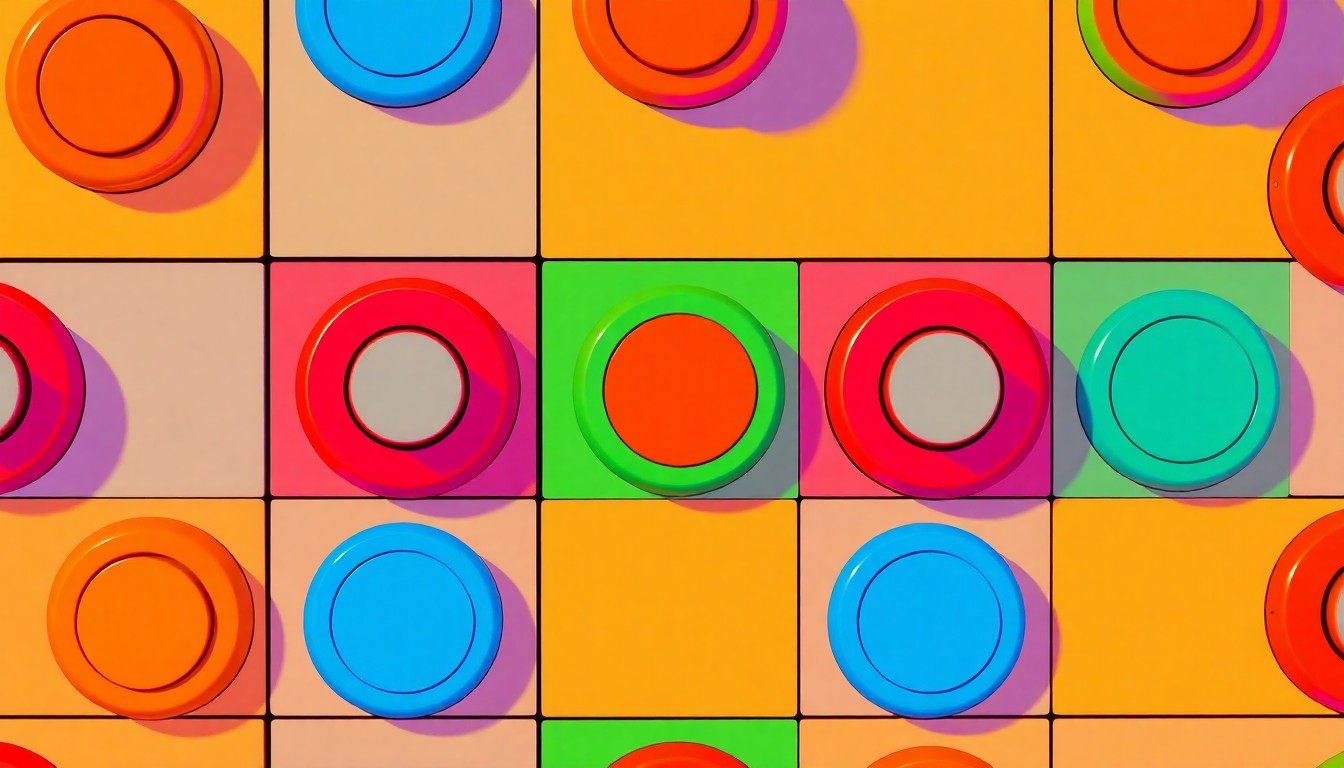 A bold, colorful silkscreen print depicting a repeating pattern of a red school panic alarm button, conceptually representing the new safety measures being implemented in Virginia schools.