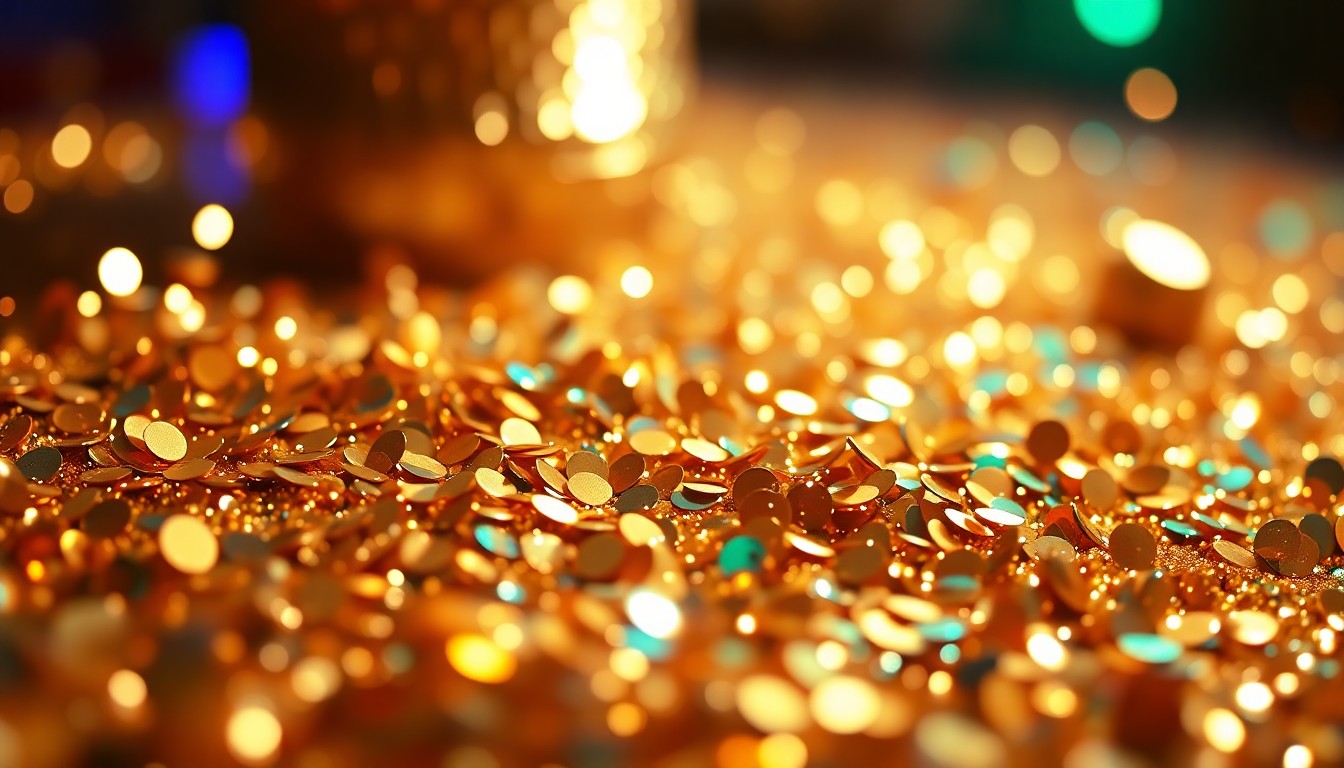 An abstract close-up image of sparkling, reflective textures like glittering sequins and shattered disco ball fragments, conveying the glamorous, high-energy mood of a country music video.