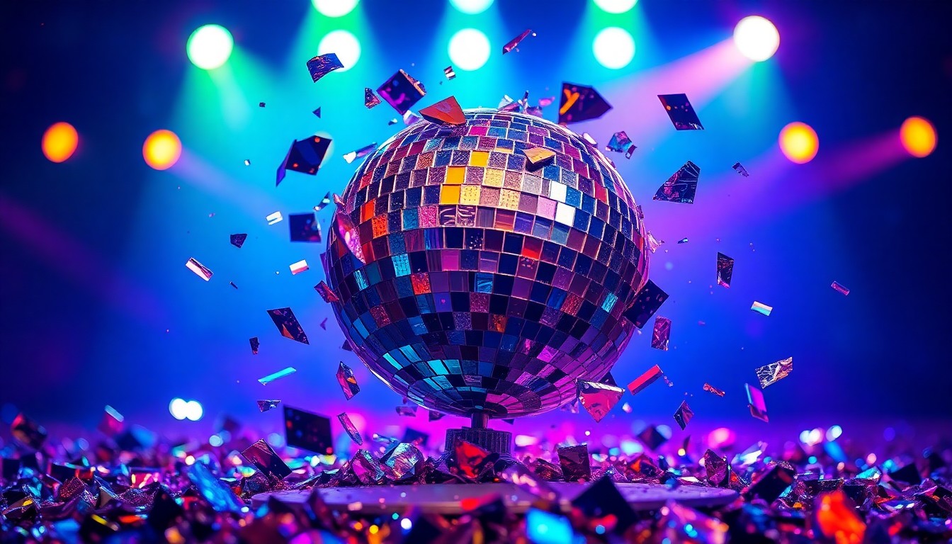 An abstract close-up image of shattered glass reflecting colorful stage lights, conveying the technical challenges of a live music performance.