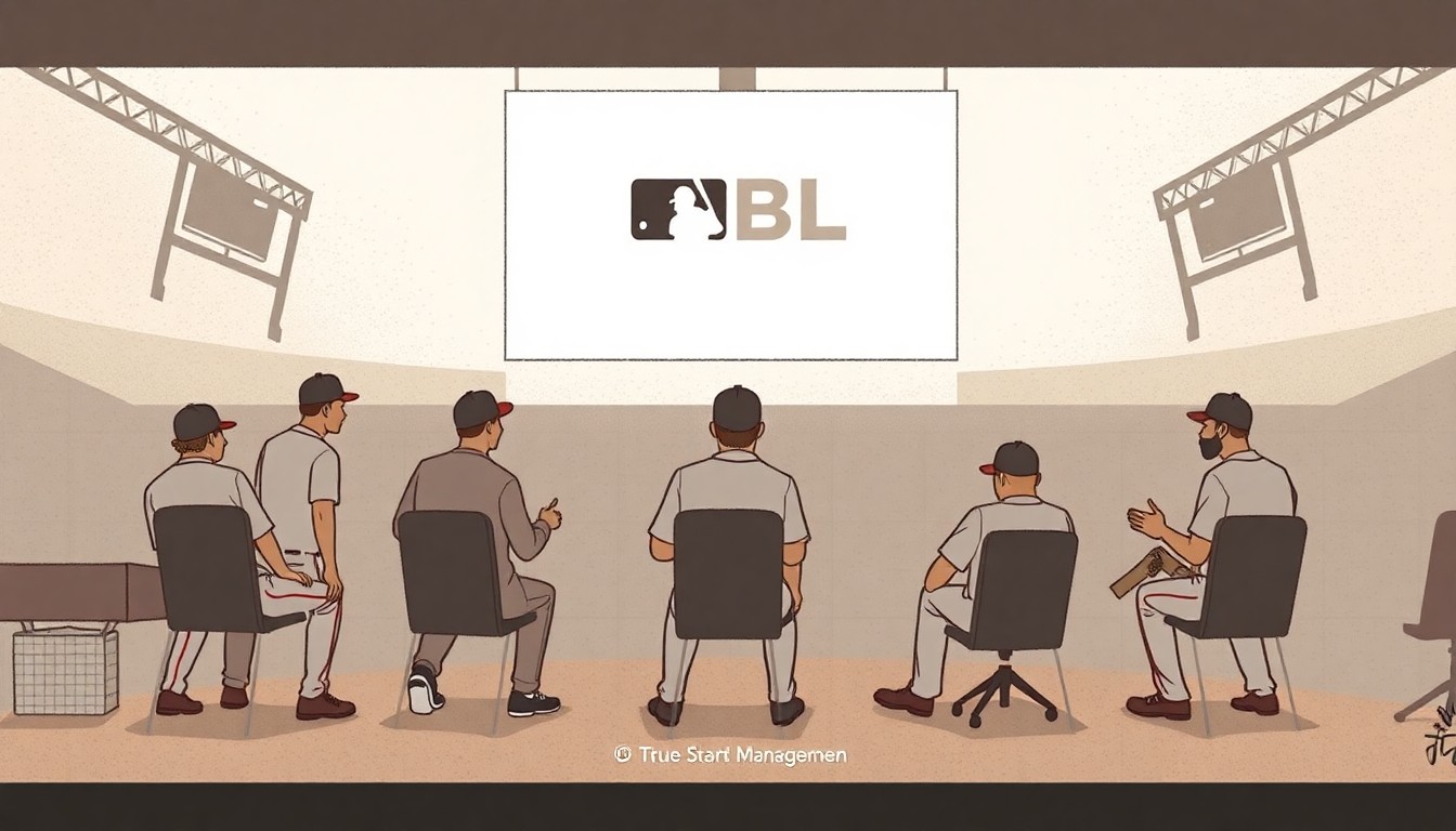 A conceptual illustration using muted, earthy tones to depict the administrative challenges of roster management in professional baseball, without any text or identifiable elements.