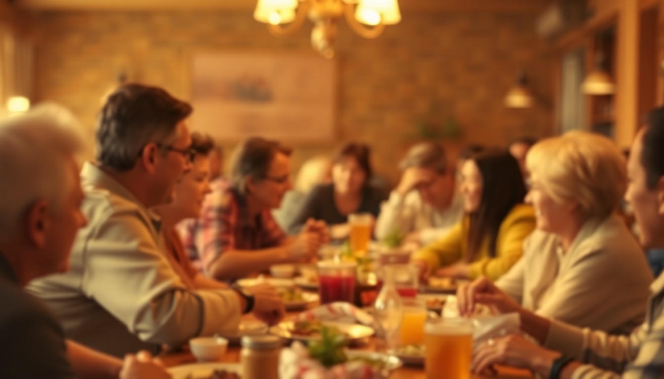 An abstract, out-of-focus photograph in soft, warm tones depicting a group of people engaged in a community activity, conceptually representing the diverse events and gatherings taking place in the Bloomington-Richfield area.