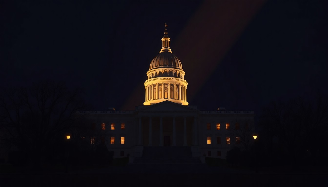 A serene, painterly depiction of the New York State Capitol building, its grand architecture rendered in warm, textured brushstrokes that evoke a sense of quiet contemplation.