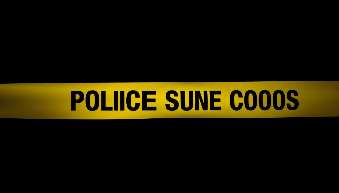 An extreme close-up photograph of a police evidence marker or crime scene tape against a pitch-black background, lit by a harsh, direct camera flash, conceptually representing the investigation into a reported bomb threat.