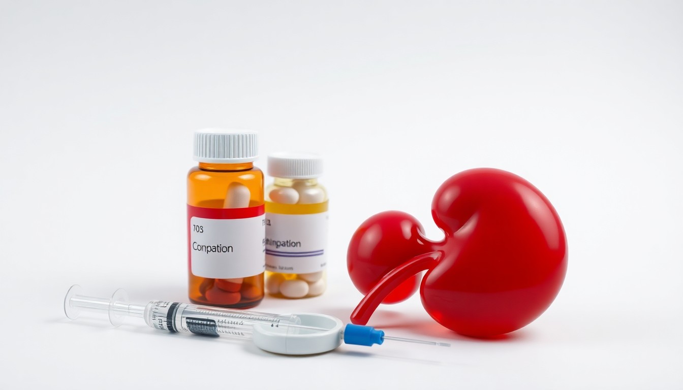 A photorealistic studio still life featuring medical equipment and supplies, symbolizing Akebia's focus on developing innovative treatments for kidney disease.