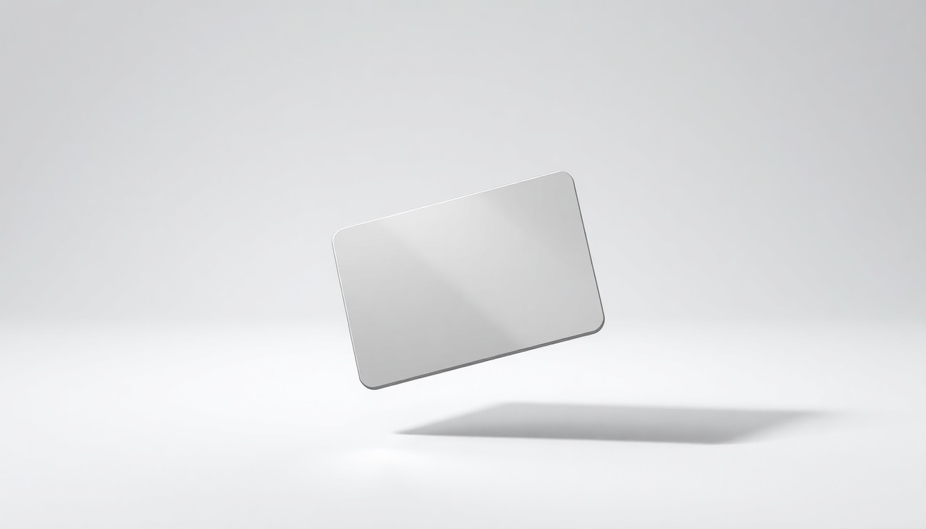 A close-up photograph of a sleek, modern digital wallet or payment card made of polished metal and glass, floating on a clean, monochromatic background and dramatically lit to convey the abstract concept of self-custodial financial infrastructure.