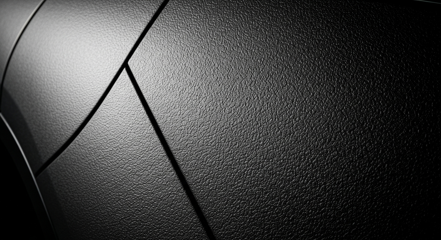 An extreme close-up of the textured, pebbled surface of the Kia EV3's exterior body panel, highlighting the raw materials and engineering details that define the vehicle's design.