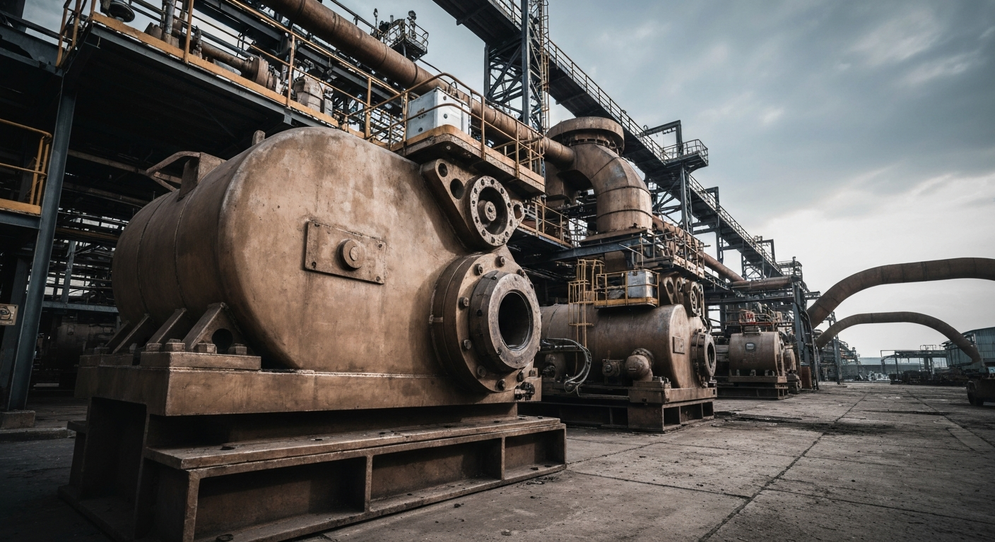 An extreme close-up of intricate, heavy-duty banking equipment and mechanisms, conveying the tangible infrastructure and security of financial institutions.
