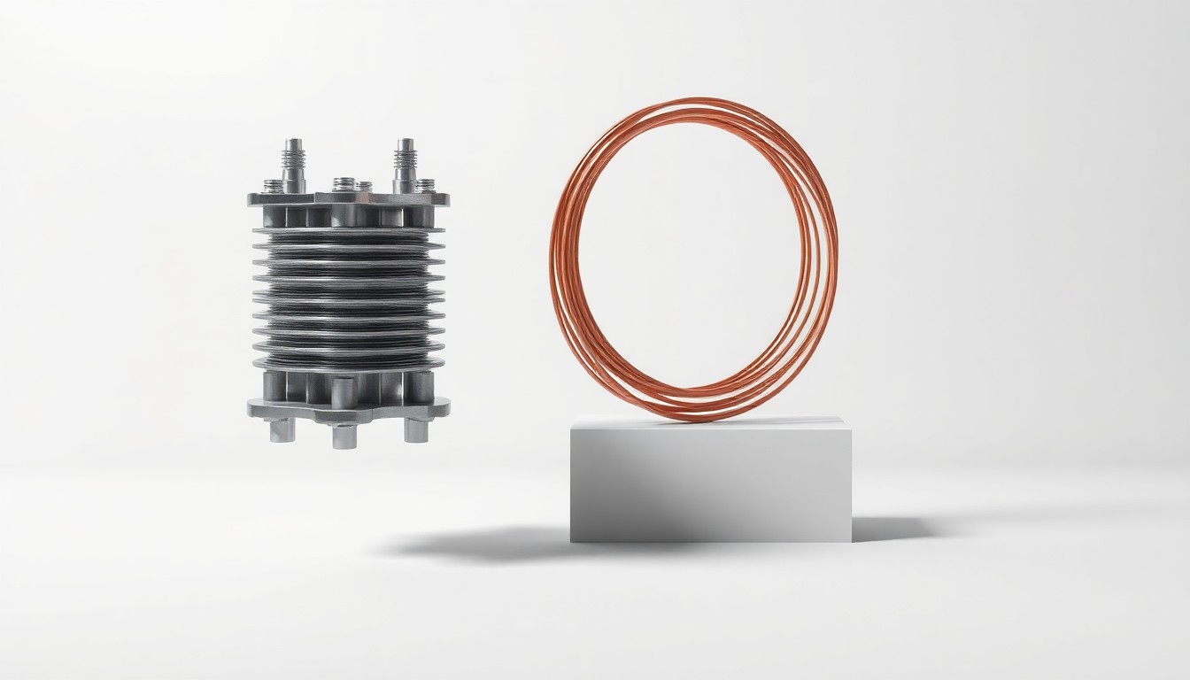 A photorealistic studio still life featuring a polished metal electrical transformer, a coil of copper wire, and a sleek circuit board, symbolizing the technical and financial factors behind a utility rate increase proposal.