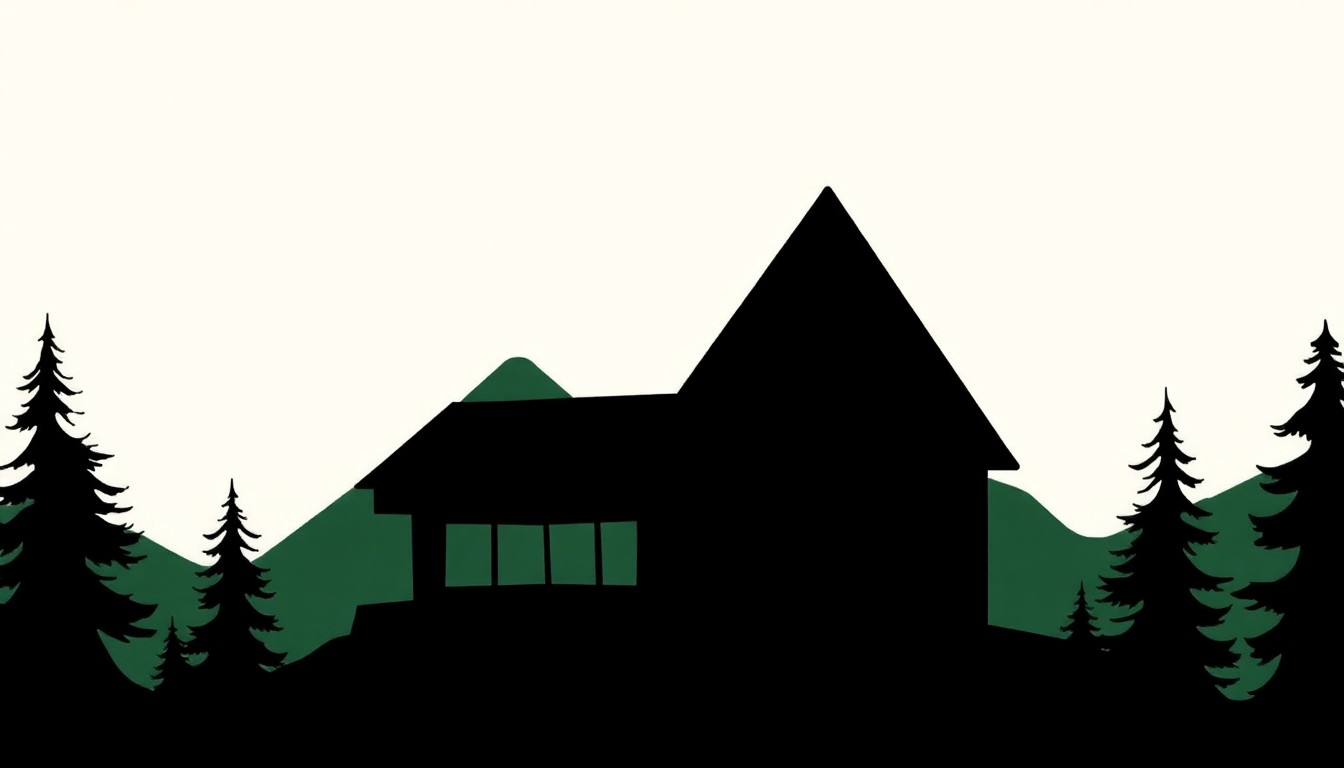 An abstract, minimalist illustration featuring stark, jagged geometric shapes in shades of green and grey, conceptually representing Dolly Parton's Smoky Mountain upbringing and the personal nature of her 'My Tennessee Mountain Home' album.