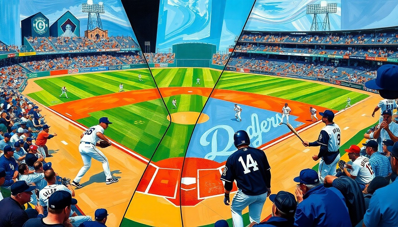 A cubist, geometric painting depicting a baseball game in abstract shapes and colors, with no recognizable players or field elements, conveying the conceptual idea of a star player struggling against a team's strategic approach.