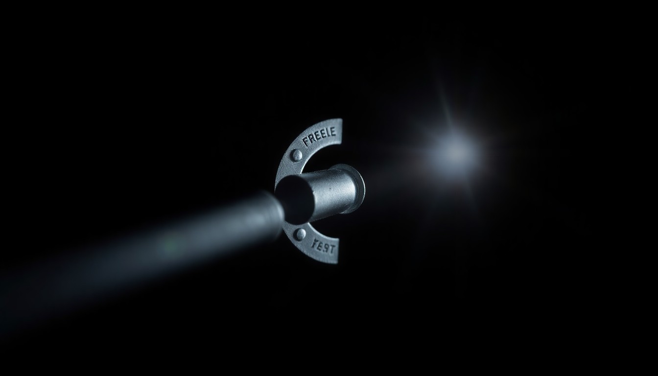 An extreme close-up photograph of a prison cell key or lock mechanism, with dramatic shadows and harsh lighting, conveying the stark and gritty nature of the issues raised in the story.