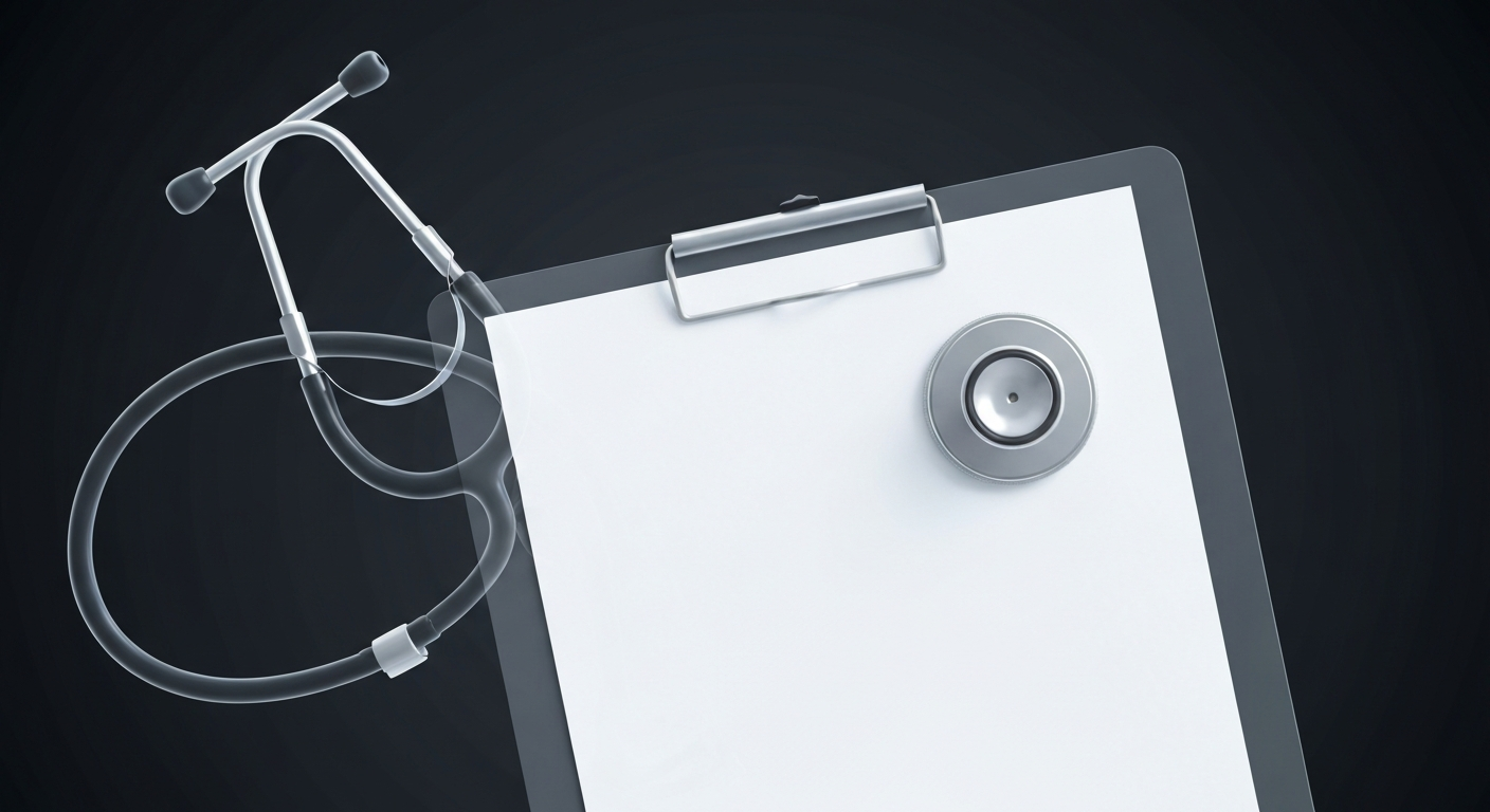 A translucent X-ray image showing the internal structure of a stethoscope and medical clipboard, representing the data-driven approach Pradhan will bring to his new role at Community Health.