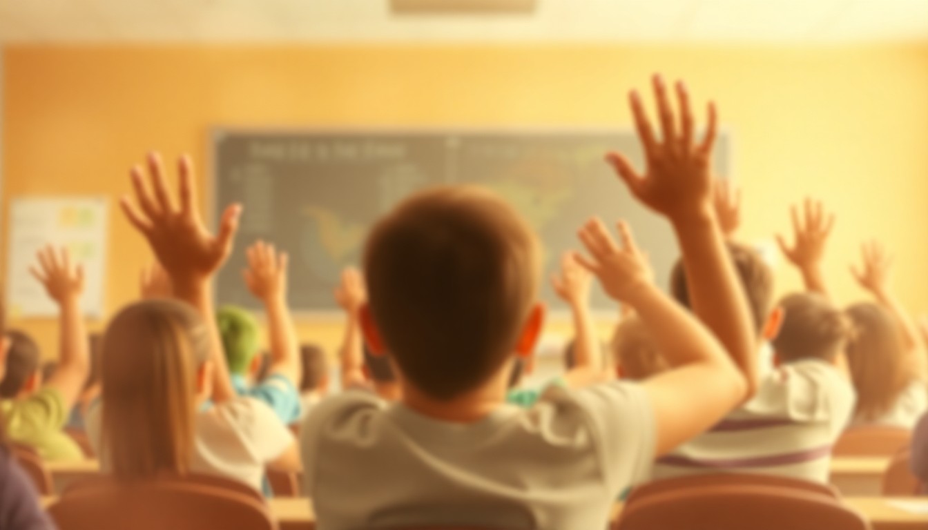 A blurred, impressionistic scene of a classroom, with the silhouettes of students and teachers visible through a hazy, dreamlike wash of warm, earthy colors, conveying the dedicated efforts of educators to support students in recovering from pandemic-related setbacks in math.