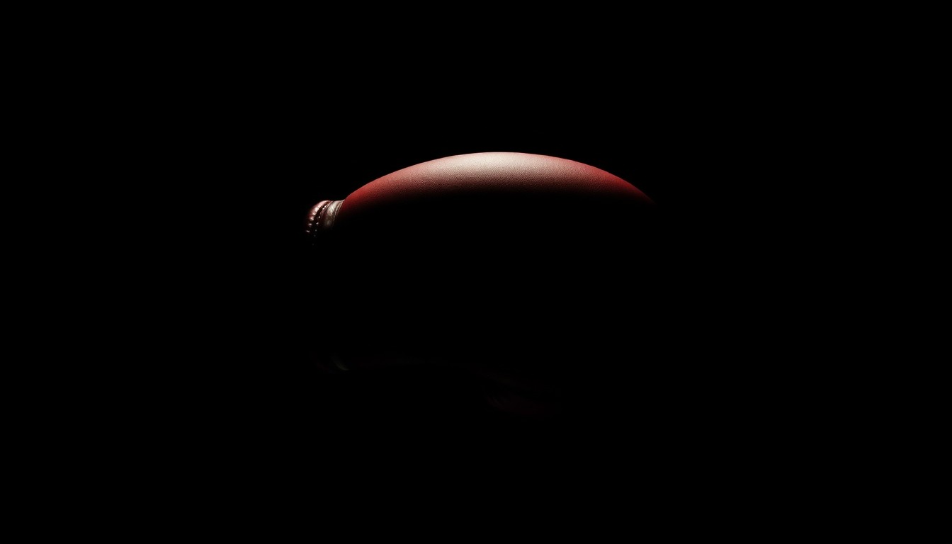 An extreme close-up photograph of a boxing glove against a pitch-black background, lit by a harsh, direct camera flash, creating a stark, investigative aesthetic without words.
