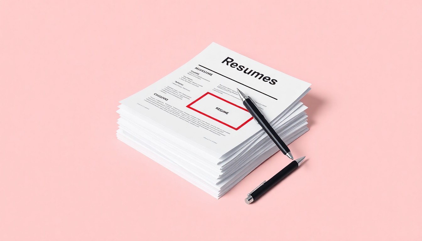 A minimalist studio still life featuring a stack of crisp resumes, a pen, and a name tag arranged on a clean, monochromatic background, conceptually representing the career development opportunities provided by Iowa's youth internship program.