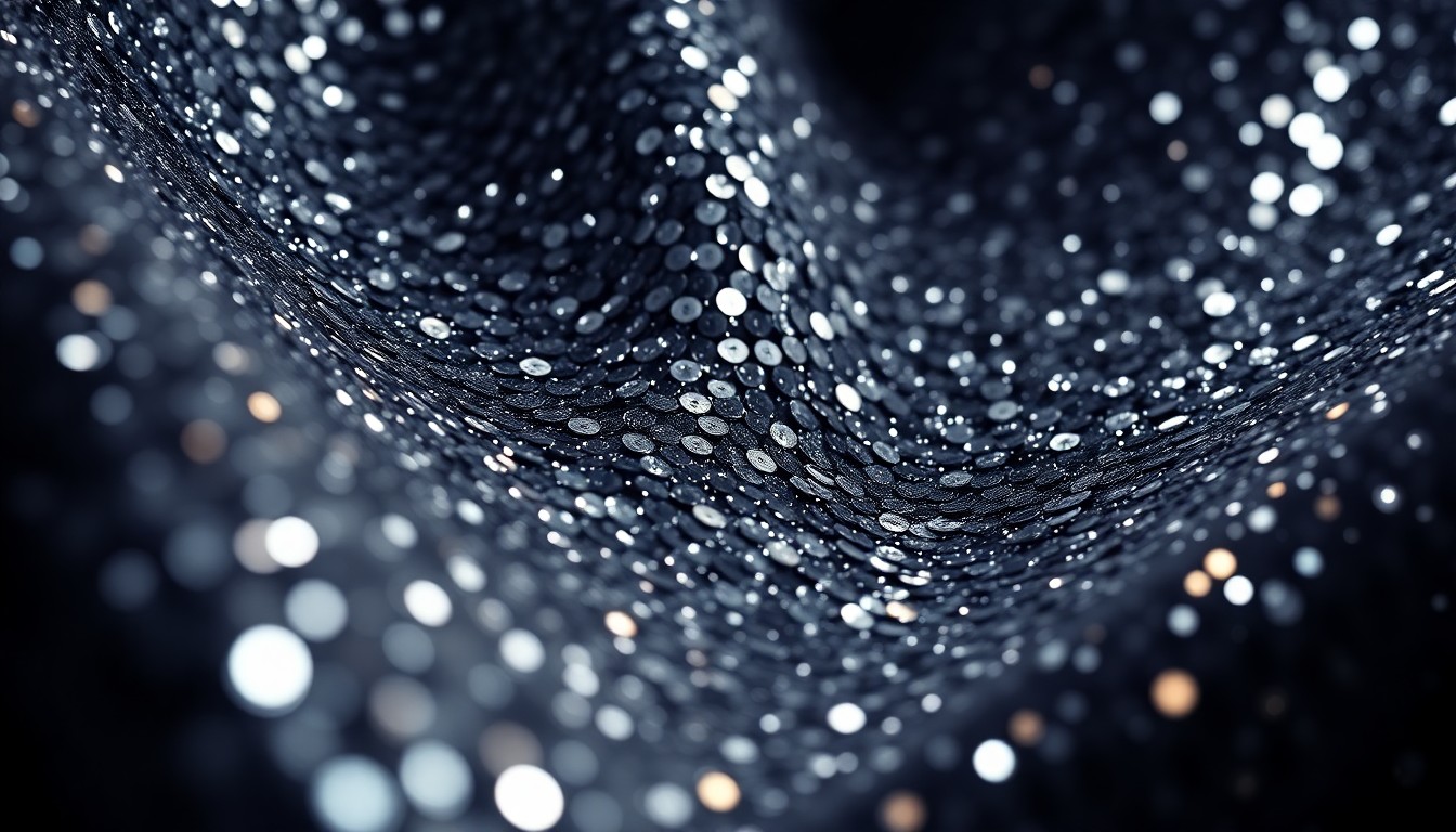 An extreme close-up photograph of luxurious, glittering sequins captured in dramatic studio lighting, conveying the glamour and high-fashion aesthetic of Robyn's new album.