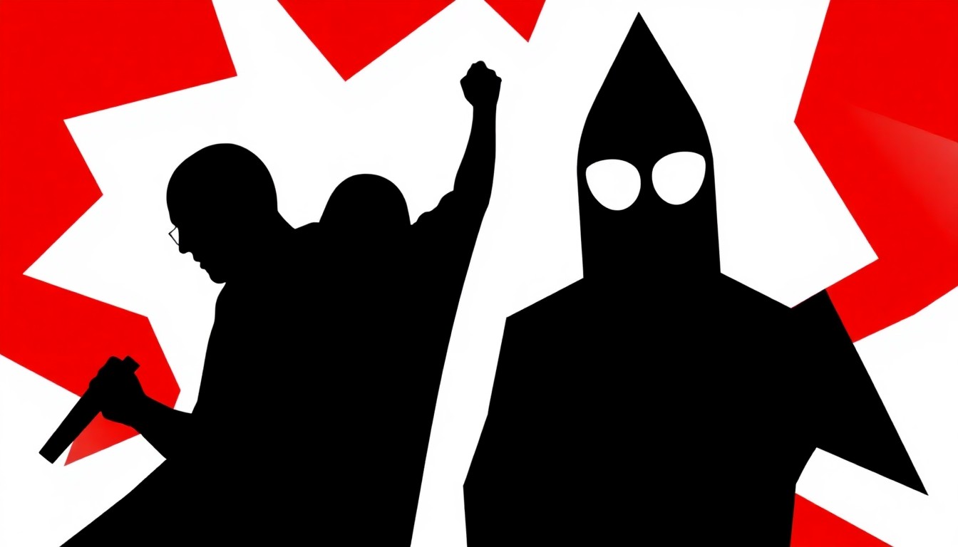 An abstract composition of stark, jagged geometric shapes in high-contrast red and black, conceptually representing the intersection of Christian faith and electronic dance music.