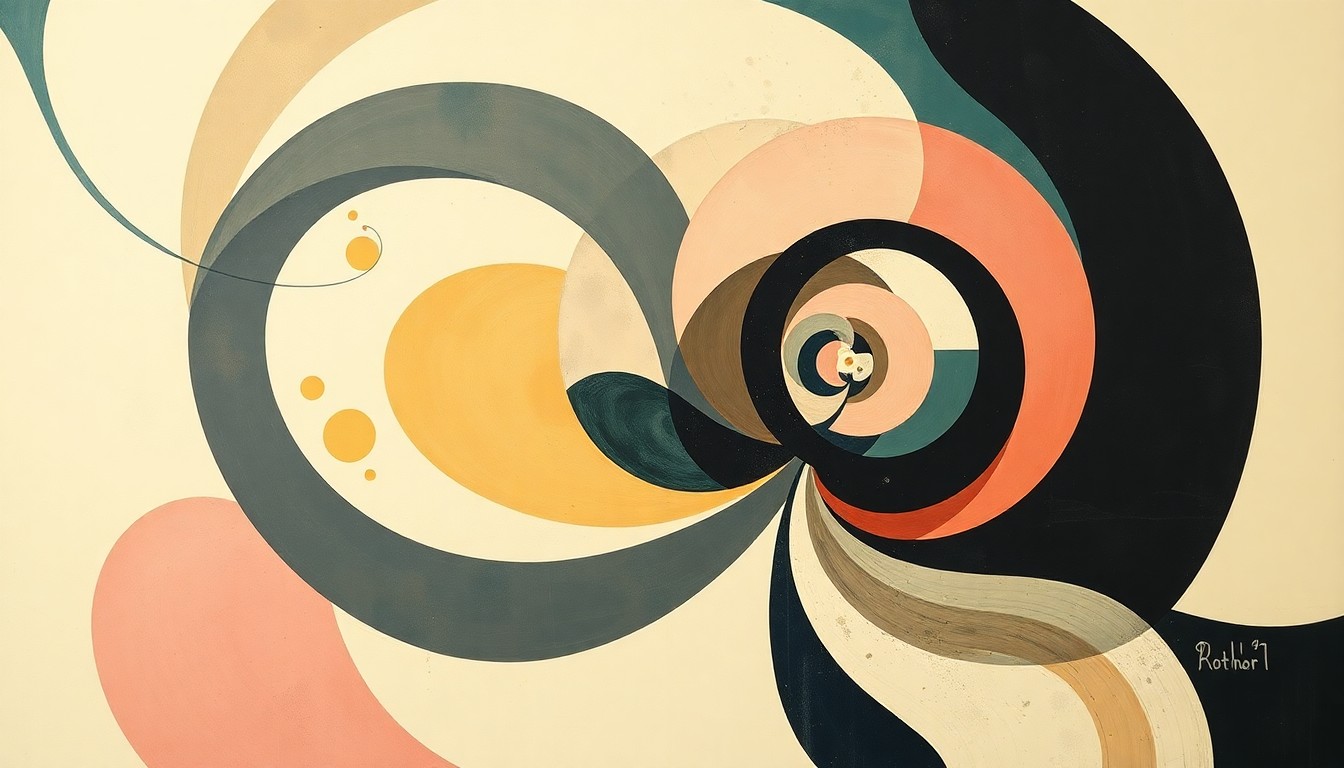 A bold, abstract painting in muted tones of blue, green, and gray, featuring sweeping geometric shapes and intersecting waveforms that suggest the complex social forces and patterns underlying how people respond to incivility.