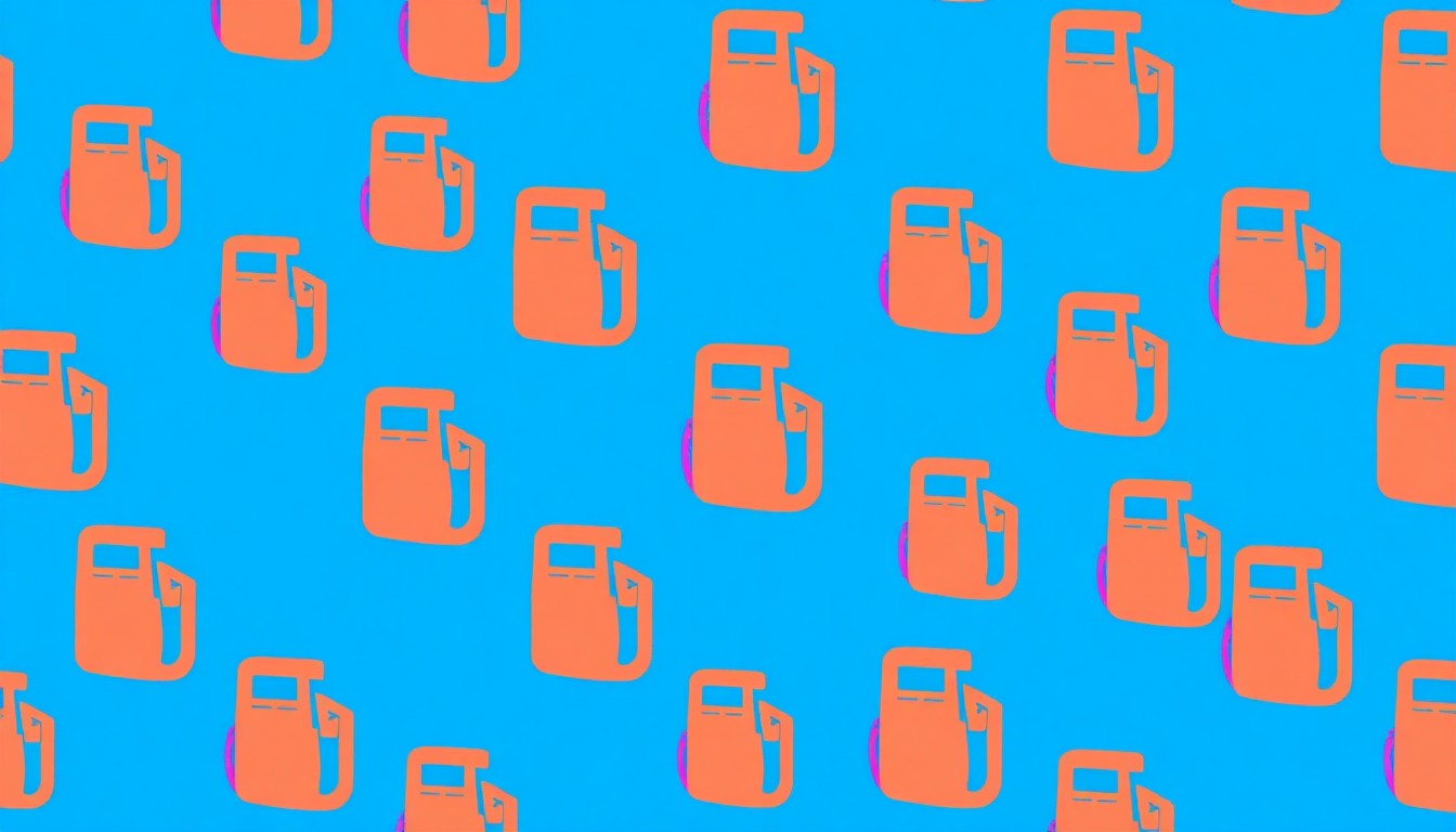 A bold, abstract silkscreen illustration of a gas pump icon repeated in a grid, using bright neon colors to conceptually represent the church's act of providing free fuel to the community.