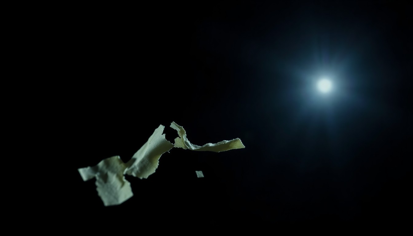 An extreme close-up photograph of a torn piece of fabric, conceptually representing the tragic loss of life in a recent murder case.