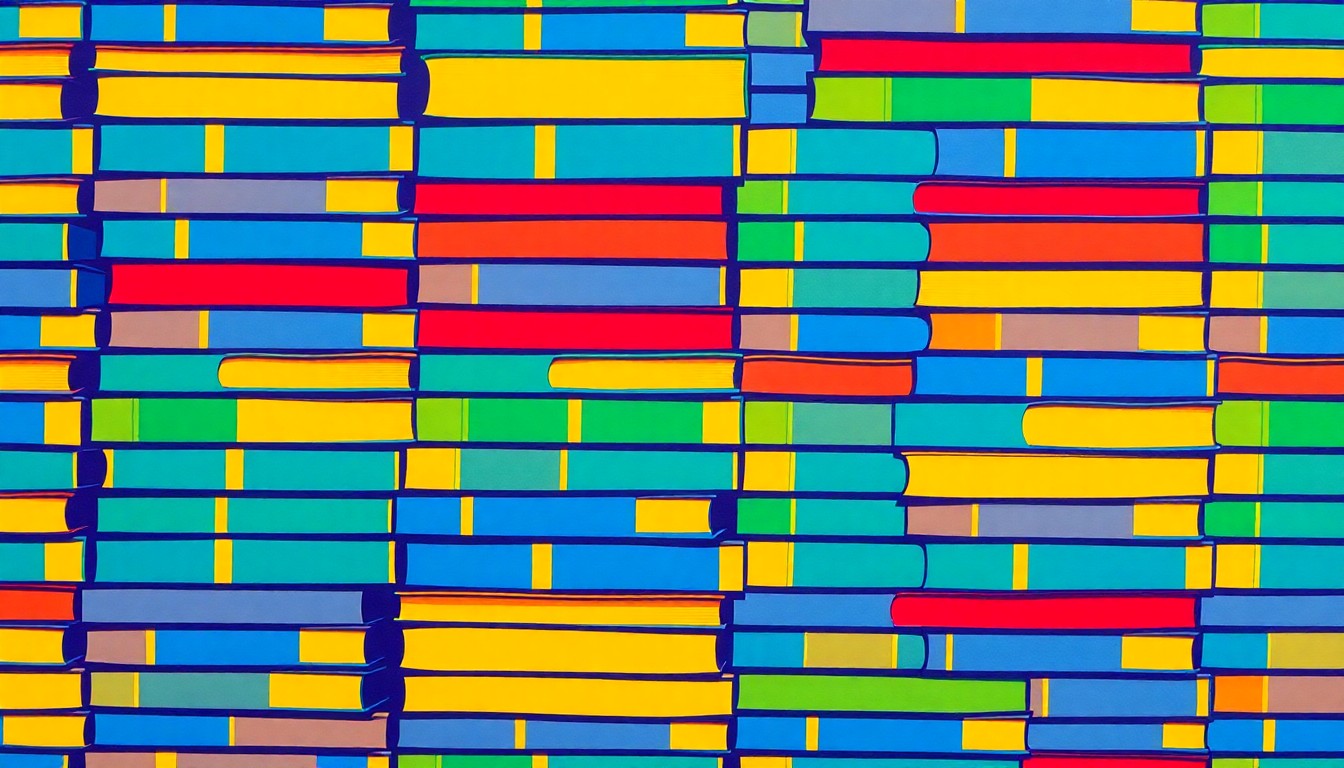 A bold, colorful silkscreen-style illustration of a stack of school books repeated in a grid, conceptually representing the importance of educational leadership in the St. Mary Parish school district.