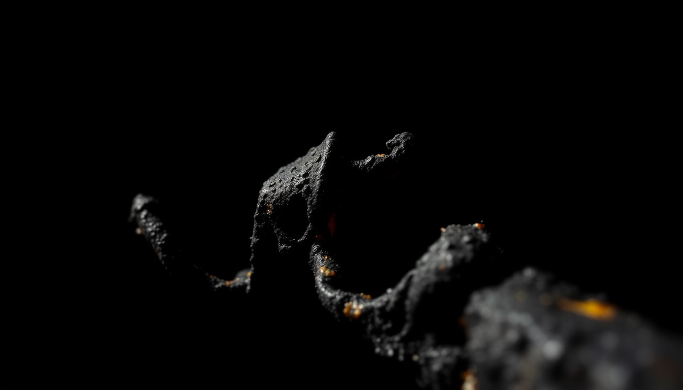 An extreme close-up of a charred, twisted piece of metal from the house fire scene, conveying the stark, gritty aftermath of the tragic incident.