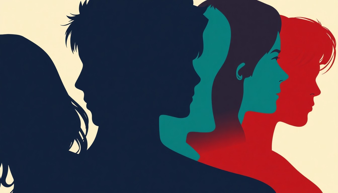 A striking abstract illustration featuring sharp, angular silhouettes in a palette of deep blues and reds, conceptually representing the power dynamics and financial pressures faced by the young cast of The Summer I Turned Pretty.