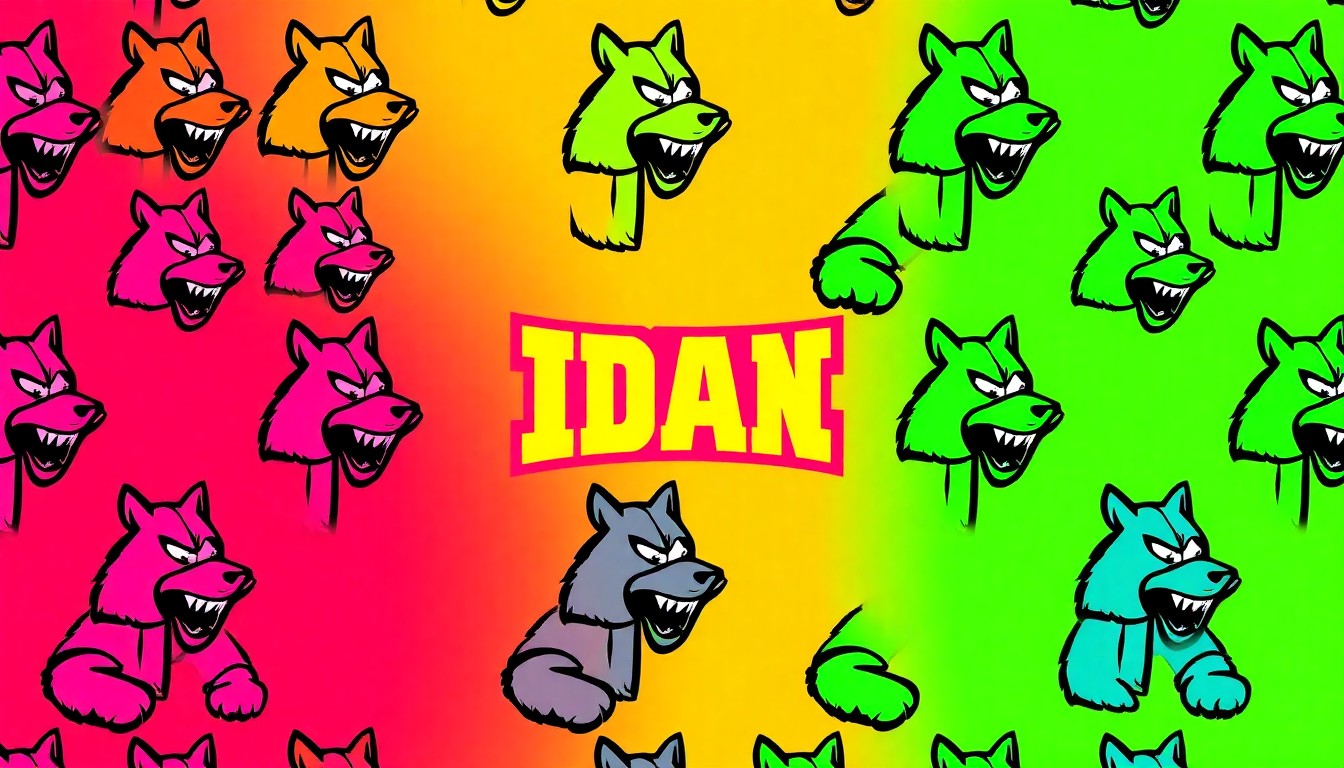 A vibrant, abstract silkscreen print featuring the University of Idaho's Vandal mascot figure repeated in a bold, colorful grid, conceptually representing the energy and school pride behind the annual Vandal Giving Day fundraiser.