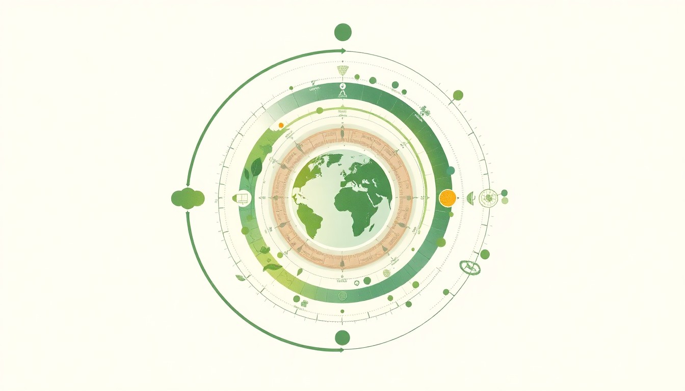 An abstract painting in soft, earthy tones featuring sweeping geometric shapes and precise botanical spirals, conceptually representing the complex relationship between AI technology and environmental sustainability.