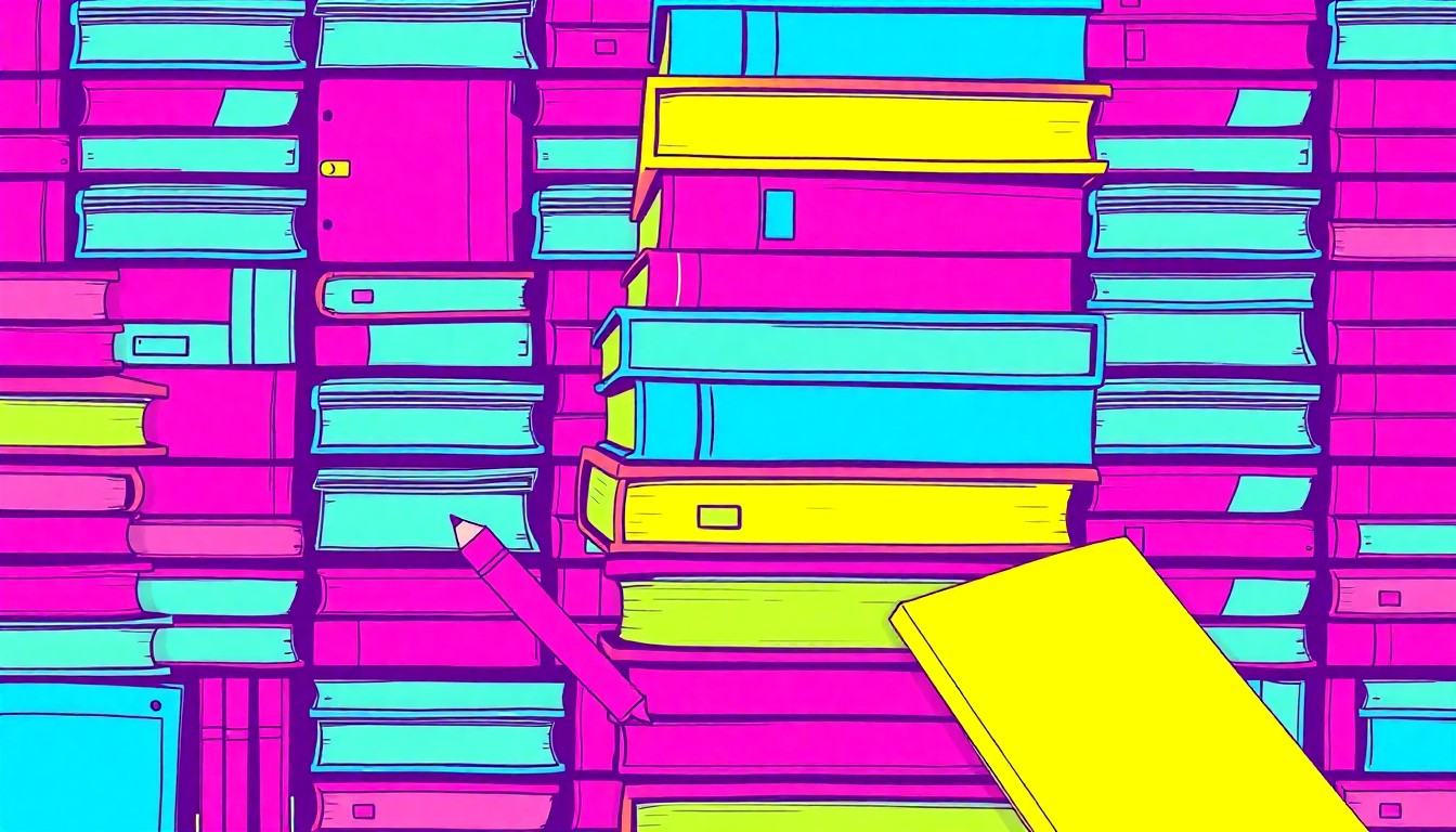 A bold, graphic illustration featuring a repeating pattern of school supplies like textbooks, pencils, and notebooks in a grid of bright, neon colors, conceptually representing the student activism and community efforts to maintain quality education.