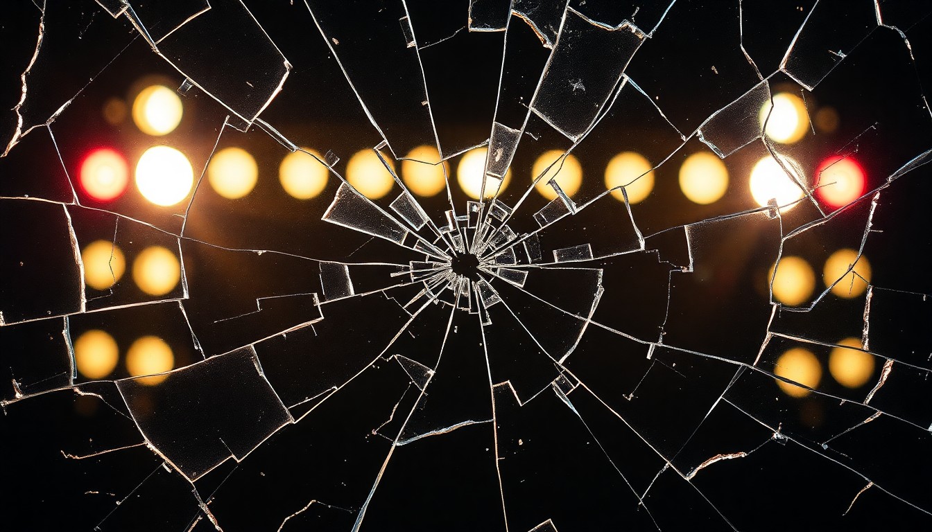 An abstract close-up image of shattered, reflective glass in high-contrast studio lighting, conveying a sense of disruption and uncertainty.