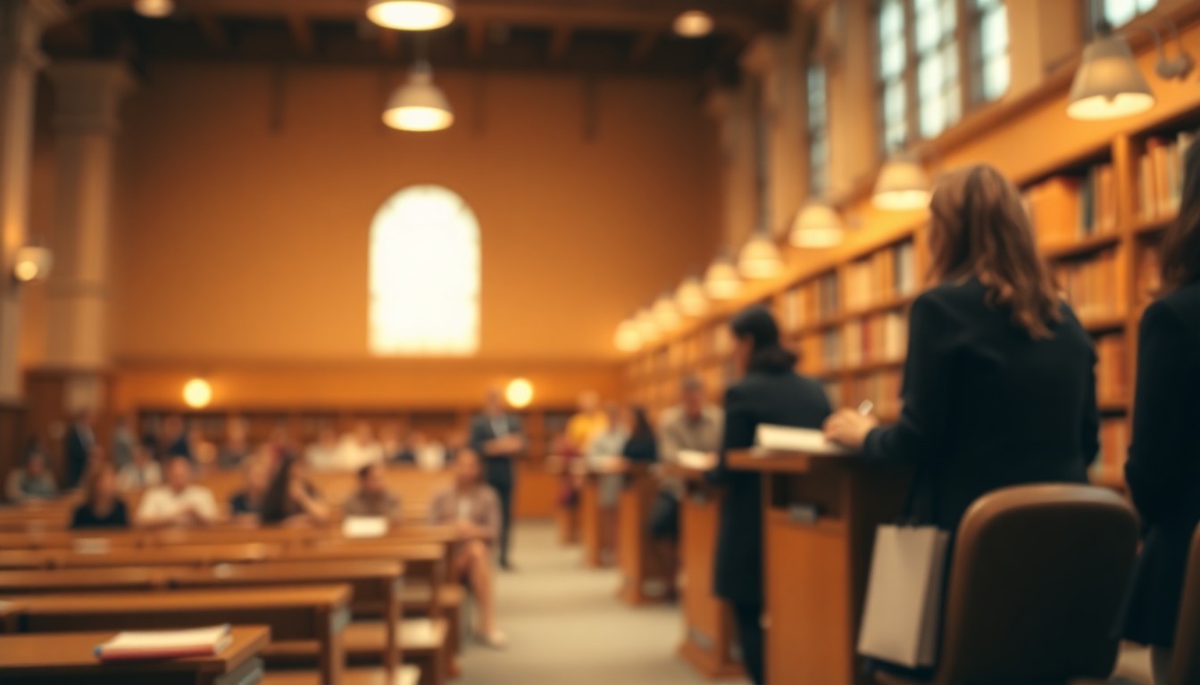 A blurred, impressionistic photograph in soft, warm tones depicting an academic setting with indistinct figures, conveying the lasting impact of Dr. Dan C. West's career in higher education.