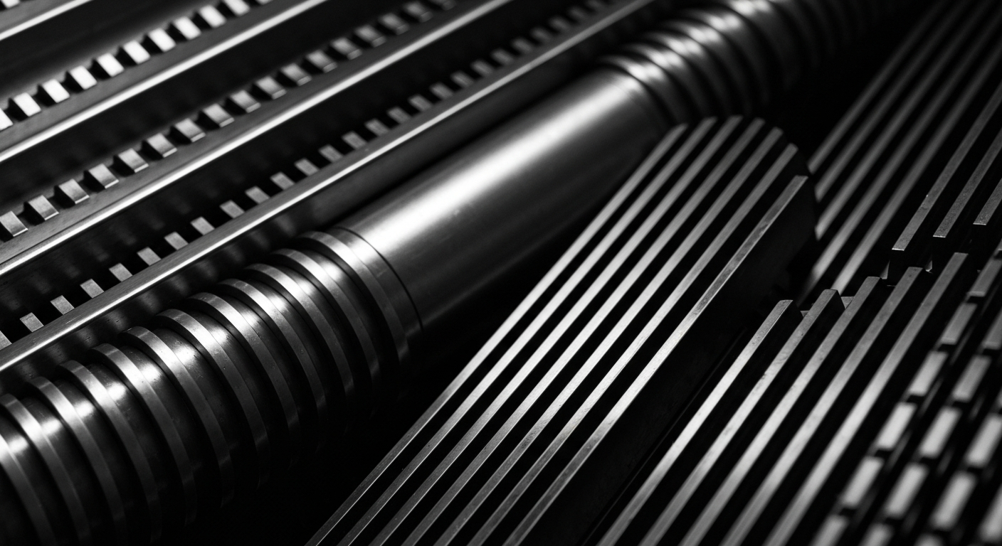 An extreme close-up of the heavy, mechanical gears and locks of a bank vault, rendered in high-contrast black and white to convey a sense of institutional strength and the tangible weight of wealth.