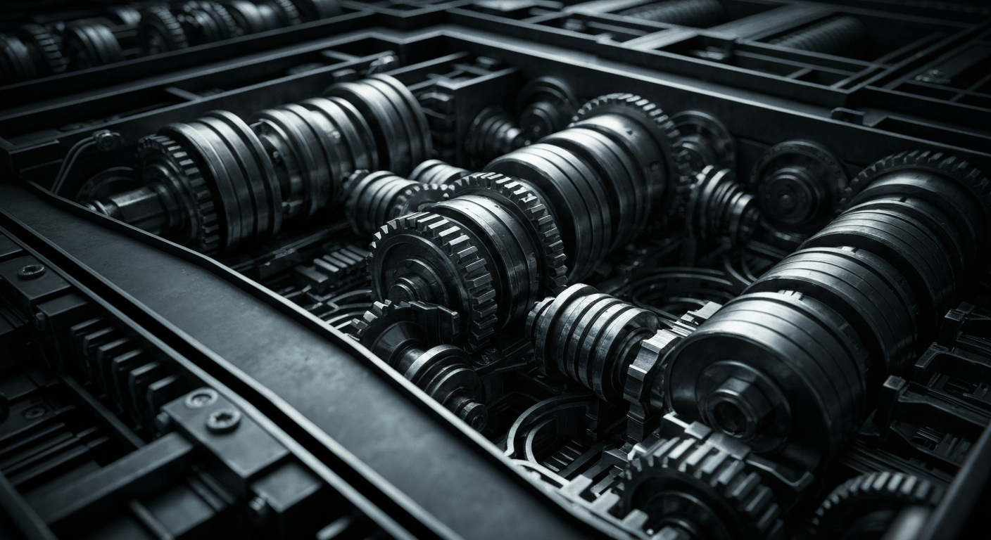 An extreme close-up of the complex inner workings of a high-performance financial data server, with intricate metal components and glowing indicator lights, representing the institutional investment in Netflix.